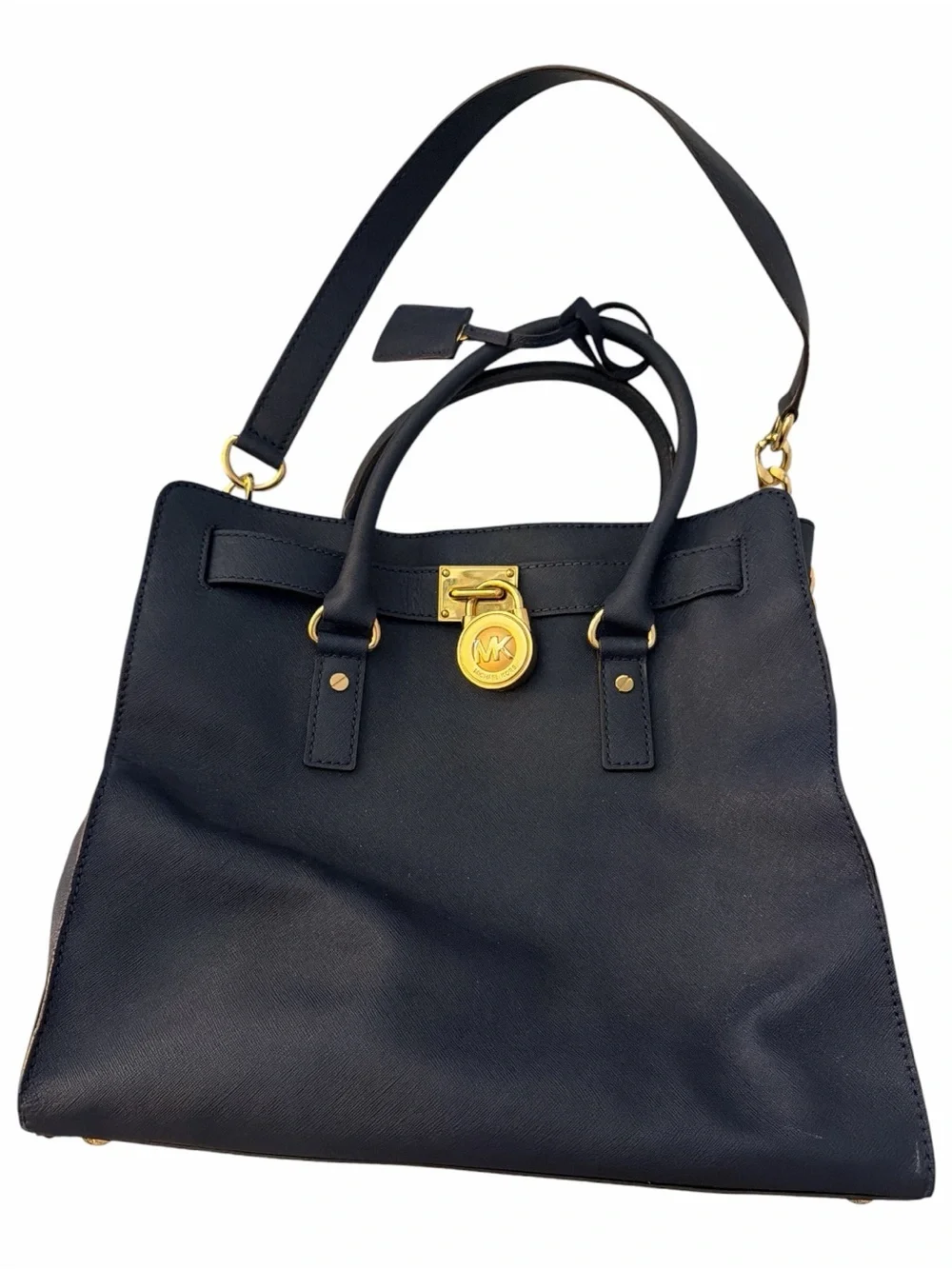 MICHAEL KORS LARGE HAMILTON NAVY LEATHER  Bag Long Strap